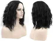 Women Synthetic Short Curly Wig Cosplay Hair Accessories Natural Looking Black Curve Wig for Daily Wear Parties Halloween and Fancy Dress
