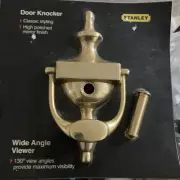 Stanley Door Knocker with Wide Angle Viewer Polished Brass Mirror Finish Classic