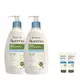 【買2送2】Aveeno 艾惟諾 燕麥水感保濕乳350mlx2+贈燕麥高效舒緩保濕乳30gx2