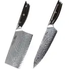 2Pcs TURWHO 7in Cleaver + 8.2in Chef Knife Japanese VG10 Damascus Steel Knives