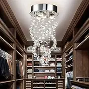 Lighting Groups LED Crystal Ceiling Chandelier Light Modern Living Room Ceiling Lamp Bedroom Light Simple Spiral Dining Hall Pendant Lamp Corridor Lamp (D 25CM-Warm Light)