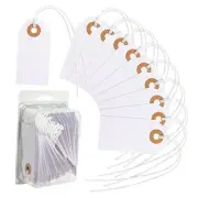 100 Pieces Blank Paper Tags with String 2 3/4" x 1 3/8" Small Shipping Tags