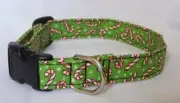 Dog Collar Candy Cane Christmas Adjustable Custom Green/Red Dog/Pet/Cat Collar