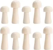 SEWOART 10pcs Boys and Girls DIY Wood Chip Decor Wooden Mushroom Shape Painted Dolls Educational Craft Toys Smooth Surface Safe for Little Hands
