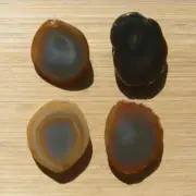 4 Agate Geode Slices Mixed Polished Crystals Banded Brown Stone End Cut 10oz Lot
