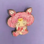 Enamel Pin - Sailor Chibi Moon 1.75”, Kawaii Anime, Glitter, US SELLER