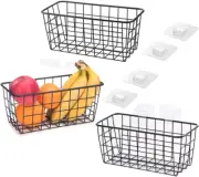 Adhesive Sturdy Small Wire Storage Baskets with Kitchen Food Pantry Bathroom She