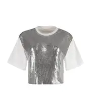Paco Rabanne Sequin Embellished Crewneck T-Shirt M white