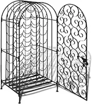 vidaXL Freestanding Wine Rack - Wrought Iron Black Wine Cabinet - Secure Storage for 35 Bottles - Stylish & Durable Design