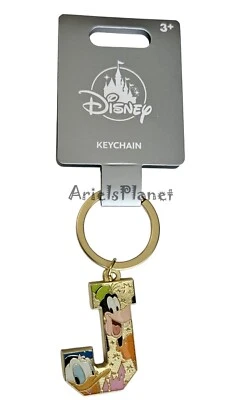 2025 Disney Parks Goofy Donald Duck & Castle Letter J, Metal Keychain Bag Charm
