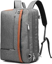 CoolBELL Convertible Backpack Shoulder Messenger Bag Laptop Case Business Briefcase Leisure Handbag Multi-functional Travel Rucksack Fits 17.3 Inch Laptop For Men/Women/Travel (New Grey)