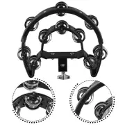 Professional Black Hand Bell Tambourine Set Great for Drummers and Singers