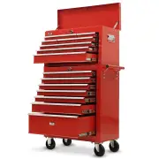 BULLET Pro 16 Drawer Tool Box Cabinet Chest Storage, Toolbox Garage Organiser Set, Red