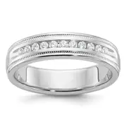 14k White Gold Men's Polished and Milgrain 11-Stone 1/4 Ct. Lab Grown Diamond Ring