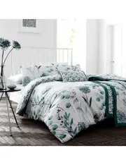 Ink Floral Teal Quilt Cover Set