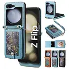 For Samsung Galaxy Z Flip6/Flip5/Flip4/Flip3 Crossbody Strap Slots Wallet Case