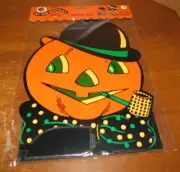 NOS Old Time Halloween Transparencies Reproduction Beistle Dapper Jack Pumpkin