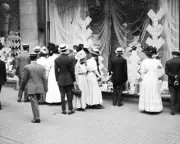 Crowds Gather Around a Marshall Field’s Window Display Chicago Photo