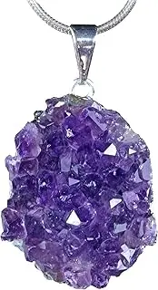 [Lebensquelle Plus] Amethyst Crystal Pendant | Pendant with Silver-Plated Eyelet + Cotton Cord | Natural Druzy, amethyst