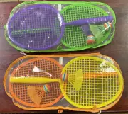 Badminton Racket Set Orange & Yellow and Purple & Green Portable Amateur Toys *