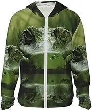 [LHBWCVN] UPF 50+ Light Jacket Full Zip Sun Protection Hoodie for Women Men Long Sleeve Gator Lurking Green Sun Shirts