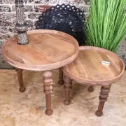 Sena Antique Design Side Table Set of 2 Home Decor End Coffee Plant Sofa