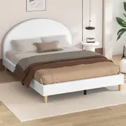 ALFORDSON Bed Frame Mattress Base Platform Leather White - King Size