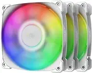 Geometric Future 4.7 inches (120 mm) ARGB Fan, Squama 2501W, Triple Pack, 9 Fan Blades, Dimple Processing, 8 High Brightness LEDs, GF-SQ-2501W-3P