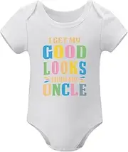 [WOOYONGING] I Get My Good Looks From My Uncle Infant Take Home Outfit Boy Short Sleeve Home from Hospital Baby Girl Outfit Whi