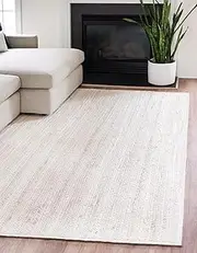 [Aizza Trends] Indian Handmade Braided White Jute Area Rug-Floor Carpet Rug-Bed Side Runner Rug-Doormat Rug - 3 x 5 Feet (90 cm x 150 cm)