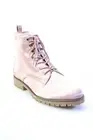 Qupid Womens Severe Satin Flat Lace Up Combat Boots Mauve Pink Size 10