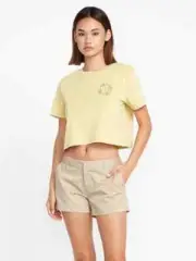 VOLCOM Chino Shorts Womens So Chickie Short Khaki Flat Front $42