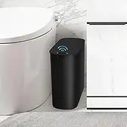 TIPGO Automatic Motion Sensor Bathroom Trash Can with Lid, 2.6 Gallon Touchless Trash Bin, Smart Garbage Can Plastic Slim Wastebasket for Bedroom, Office, Dorm (Black)