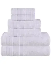 Superior Brea Zero Twist Cotton Ribbed Geometric Border Plush 6pc Towel Set