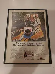 Exxon Motor Oil Tiger Print Ad 1984 Framed 8.5x11