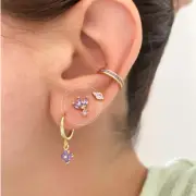 Single Pink Lotus Tiny Sterling Stud Earrings cartilage helix piercing flower