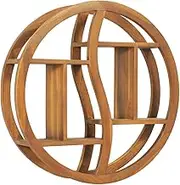 Yin Yang Wall Shelf 60x15x60 cm Solid Wood Teak,Yin Yang Teak Wood Shelf Classic Oriental Wall Mounted Storage Shelf for Home Decor Wall Shelves, Home Decor