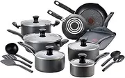 T-fal B167SI Initiatives Nonstick Inside and Out Dishwasher Safe Oven Safe Cookware Set, 18-Piece, Charcoal