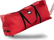 ZOBER Christmas Tree Storage Bag 9 Ft - Red, Polyester, Rectangular, Zipper Closure, Breathable, Durable, Waterproof Construction with Wheels and Adjustable Straps