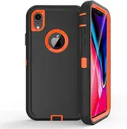 Armor Case for iPhone X XS Max XR 7 8 6S Plus Hybrid Shockproof Defender Case for iPhone 15 14 13 12 11 Pro Max Mini Phone Cover,Black Orange,for iPhone 7 8 Plus