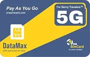 OneSimCard DataMax 5g, LTE Physical 3-in-1 SIM Card for use in 200+ Countries & Territories. Mobile Data for as Little as 0.003USD per MB, Low Cost Voice & SMS with 1SIM VoIP