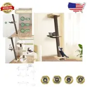 Durable Floor to Ceiling Cat Climbing Tower with Scratch Post & Hammock