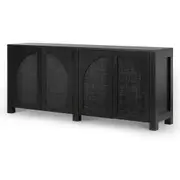 Lucius 1.95m Black Oak Sideboard Unit - Rattan