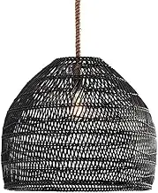 Black Woven Pendant Light Rattan Handmade Bedroom Chandelier Ceiling Light Lampshade Dining Room Kitchen Island Adjustable Boho Hanging Pendant Lamp Home Décor Lighting