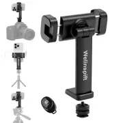 Phone Tripod Mount Holder with Cold Shoe & 1/4” Thread, 360° Rotating