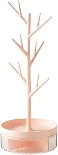 Half Room Branch Jewelry Rack With Rotatable Base and Storage Box Tree Tower Rack Hanging Organizer for Ring Earrings Necklace Bracelet,Suitable for living rooms, bathrooms,offices,etc.