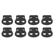 Spring Cord Lock End Toggle, 8Pcs Double Hole Spring Stopper Black