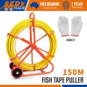 150M Fish Tape Puller Fiberglass 8mm Reel Wire Cable Running Duct Rodder Tool