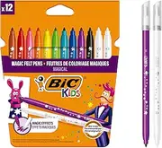 BIC Kids Colour and Erase Magic Felt Pens - Assorted Colours, Pack of 12 Markers, 9202962