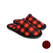 Chochili Men Lumberjack Home Garage Kitchen Dorm Slippers Trendy Black and Red